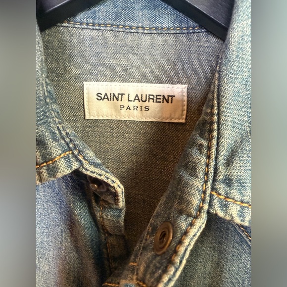 Saint Laurent  YSL Denim shirt/ made in Italy $1100 XS - Picture 9 of 16